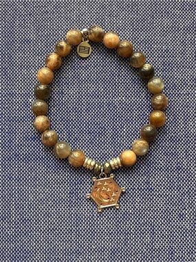 TJazelle Sand Moonstone Beaded Stretch Bracelet with Believe in Yourself Charm